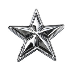 chrome 3d military star on white background