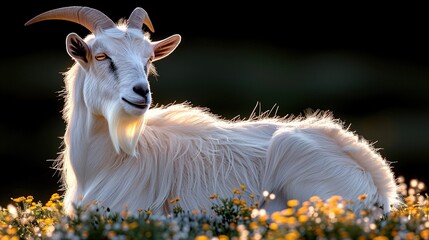 Wall Mural - white goat on a meadow  