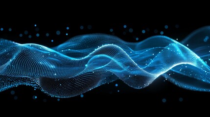 Aufkleber - stunning motion waves texture with glowing defocused particles for a cyber or technology background.