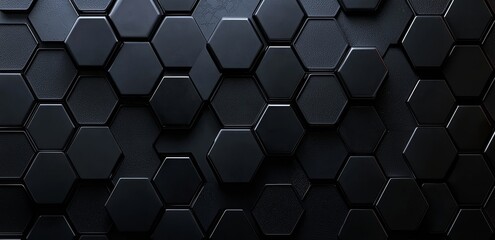 Poster - three-dimensional illustration of grey hexagons in a modern background