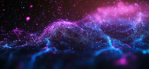 Poster - a concept for a global database based on big data. an illustration of blockchain 3d. information wav