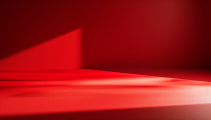 Poster - Minimalistic Red Room with Light and Shadow Gradient Effect, Empty Space