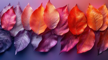 Poster - Vibrant Autumn Leaves in a Gradient of Red, Orange, and Purple Hues