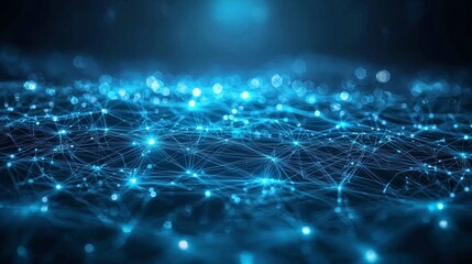 Poster - digital data security and cybersecurity concepts in blurry blurry images with dark blue backgrounds.
