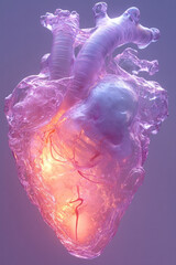 Poster - A heart monitor line forming a heartbeat, set against a pastel lavender background,