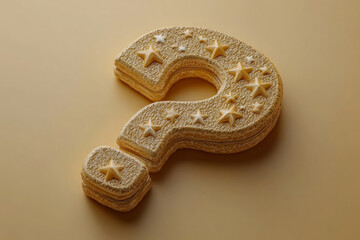 Aufkleber - A question mark with a star hovering above it, symbolizing a question about dreams or aspirations, set against a pastel yellow background,
