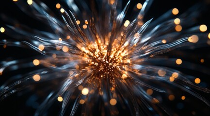 Wall Mural - an abstract visual display showcasing vibrant bursts of light and energy flow set against a dark, co