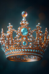 Aufkleber - A crown, symbolizing leadership and achievement, set against a pastel turquoise background,