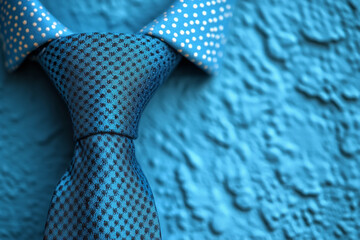 Poster - A perfectly tied necktie, symbolizing professionalism, isolated on a pastel blue background,
