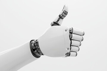 Poster - Isolated on transparent background, a robot hand gives thumbs up