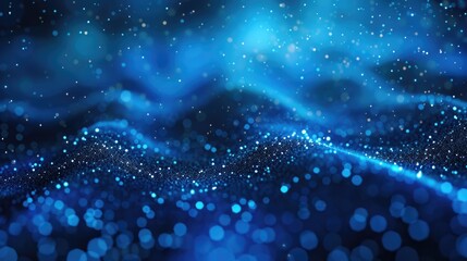 Abstract blue blurry unfocused sparkle glitter blue bokeh background wallpaper with copy space. Blue Christmas glitter design background.