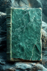 Aufkleber - A philosopherâ€™s stone book, symbolizing the quest for knowledge, isolated on a pastel mint background,