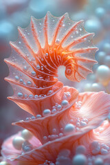 Aufkleber - A golden ratio spiral, symbolizing harmony in nature, set against a pastel coral background,