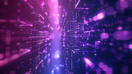Poster - Abstract Digital Tunnel with Neon Lights