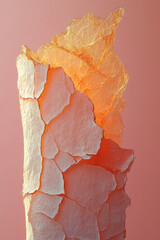 Poster - A frayed bookmark, symbolizing a loss of interest, isolated on a pastel peach background,