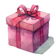 © Ploysaii - Pink Watercolor Gift Box with Ribbon Isolated without Background