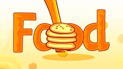 Poster - Delicious Stack of Pancakes Drizzled With Honey on a Yellow Background Generative AI