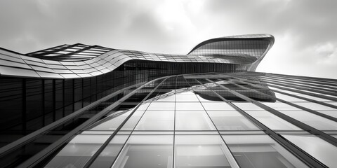 Wall Mural - A building with a lot of glass windows and a curved roof