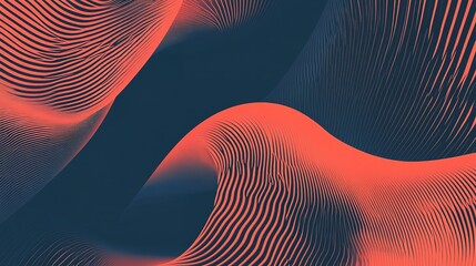 Poster - Abstract wavy lines in orange and blue create a dynamic visual experience