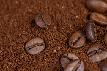 natural ground and roasted coffee for making a drink