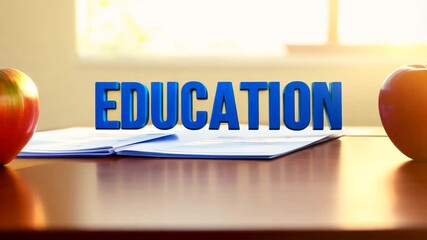 Poster - Education Concepts With an Apple and Notebook in a Classroom Generative AI