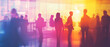 © Fernando - Silhouettes of Business People in a Modern Office with Colorful Lighting, Silhouettes of Business People in a Modern Office with Colorful