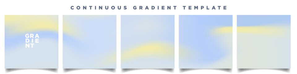 Fototapete - Blue and Yellow Gradient Carousel Ad Template. Continuous Square Card Vector Template. EPS 10. Five gradient backdrops. Perfect for designs, feeds, social media, web, banners. Vector Illustration.
