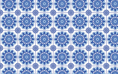  seamless pattern with flowers, seamless pattern with flowers, Decorative mosaic flower blue color seamless pattern.