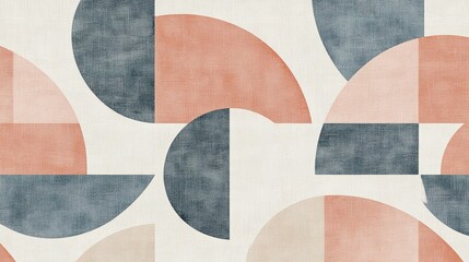 Poster - Abstract geometric pattern featuring soft pastel colors and circular shapes on a textured background