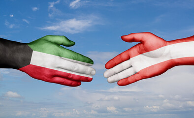 Wall Mural - Austria and Kuwait country handshaking with flags, consensus concept international co-operation illustration