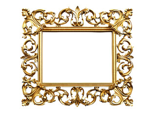 Wall Mural - Ornate Golden Picture Frame Isolated Without Background.