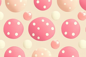 Sticker - Soft pastel pattern with large pink and white polka dots on a light background