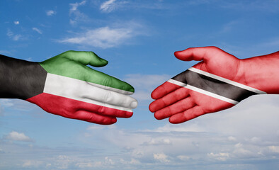 Wall Mural - Trinidad and Tobago and Kuwait country handshaking with flags, consensus concept international co-operation illustration