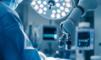 Fototapete - Close-Up of a Surgeon Using a Robotic Arm During a Delicate Operation