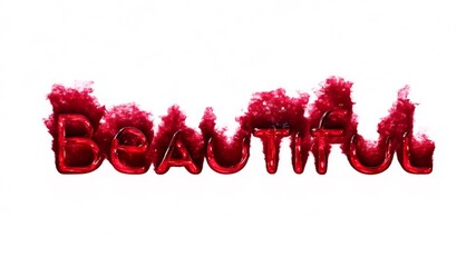 Poster - Stylized Text Spelling 'Beautiful' in Red With a Textured Design Generative AI