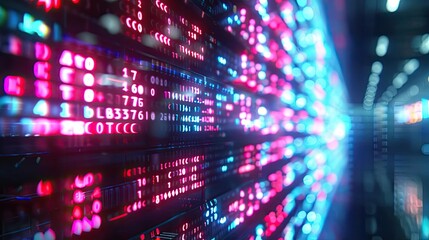 Aufkleber - Vibrant data streams in neon colors, representing digital technology and data processing in a futuristic environment.