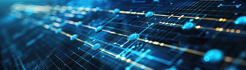 Aufkleber - An abstract representation of technology with blue particles and lines, symbolizing digital connectivity and data flow.