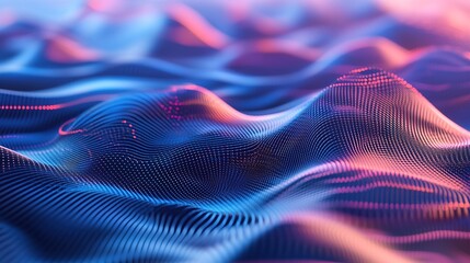 Poster - Abstract digital waves with vibrant colors in a fluid motion