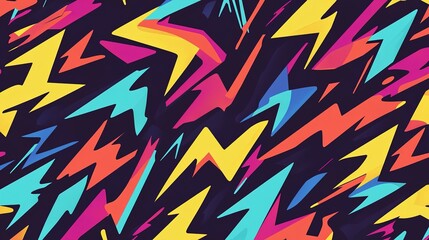 Poster - Colorful abstract lightning bolt pattern on a dark background