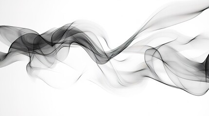 Poster - Abstract black smoke swirling gracefully on a white background