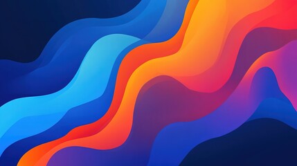 Poster - Colorful wavy abstract background design featuring vibrant gradients in blue, orange, and purple shades
