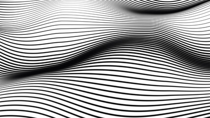 Aufkleber - A black and white abstract pattern with curved lines. Abstract pattern. Texture with wavy curves. With psychedelic stripes image.