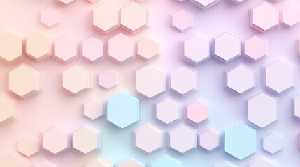 Poster - Abstract pastel hexagonal pattern with a soft gradient background