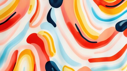 Poster - Colorful abstract pattern with flowing shapes and lines on a white background
