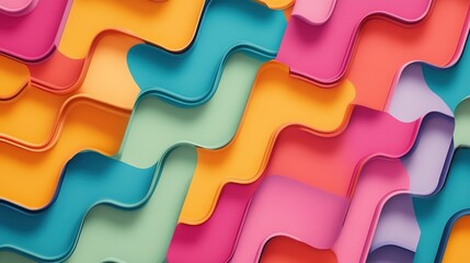 Poster - Colorful abstract design featuring layered paper shapes in vibrant hues