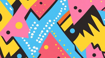 Poster - Colorful abstract pattern featuring geometric shapes and vibrant colors in a playful arrangement