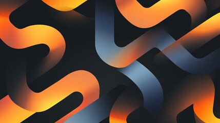 Poster - Abstract design featuring intertwining waves of orange and blue against a dark background