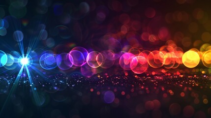 Poster - Colorful bokeh lights sparkling on a dark background during a festive night event