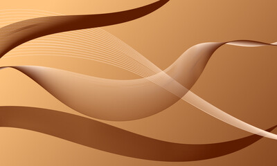 Wall Mural - gold brown smooth lines wave curves with soft gradient abstract background