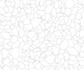 outline background with outline of many stones from black lines isolated on white background. vector